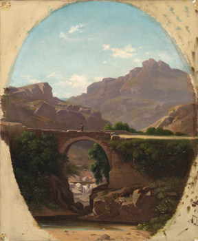 Bridge in Mountainous Roman Landscape